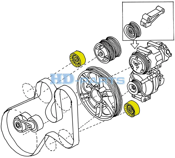 302410 HD PARTS Ролик натяжителя ремня 74x11x39 scania d13/9 (фото 3)