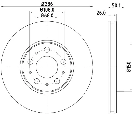 8DD 355 107-051 BEHR/HELLA/PAGID Тормозной диск (фото 2)