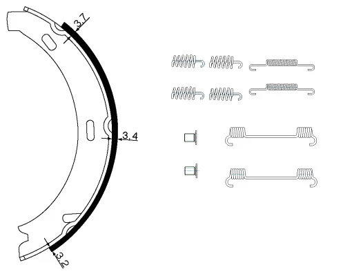 8DA 355 050-431 BEHR/HELLA/PAGID Комплект тормозных колодок, стояночная тормозная система (фото 3)