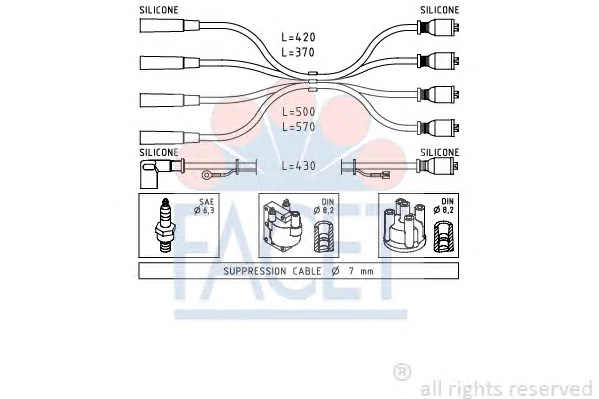 4.8619 FACET Высоковольтные провода (комплект проводов зажигания) (фото 1)