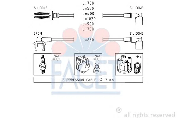 4.9142 FACET Высоковольтные провода (комплект проводов зажигания) (фото 1)