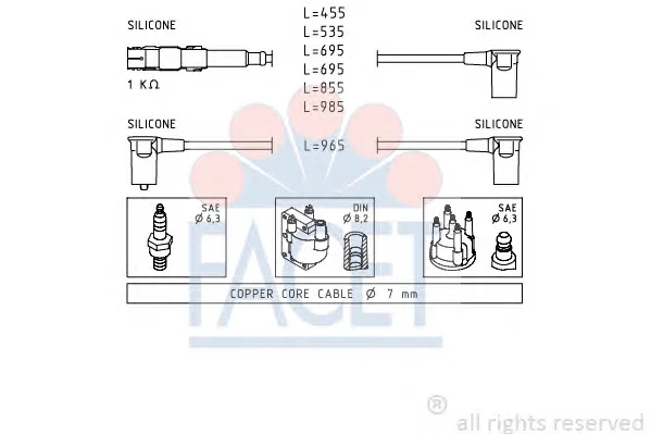 4.9304 FACET Высоковольтные провода (комплект проводов зажигания) (фото 1)