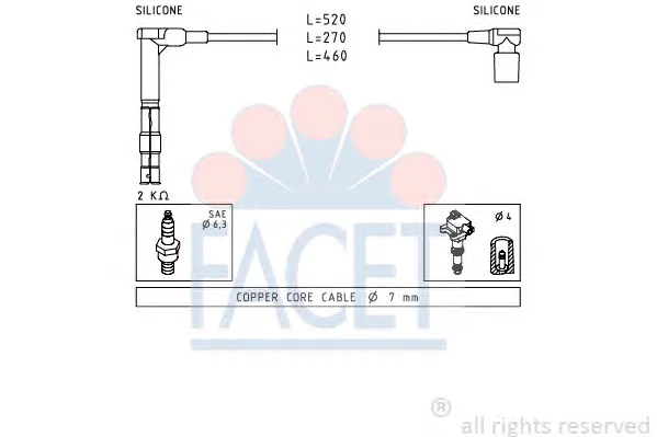 4.9316 FACET Высоковольтные провода (комплект проводов зажигания) (фото 1)