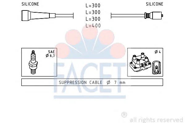 4.9492 FACET Высоковольтные провода (комплект проводов зажигания) (фото 1)