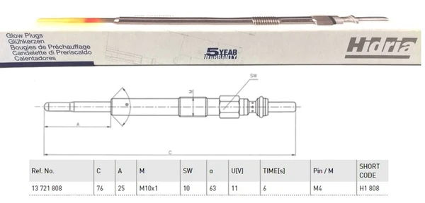 H1 808 HIDRIA Свеча накаливания (фото 3)