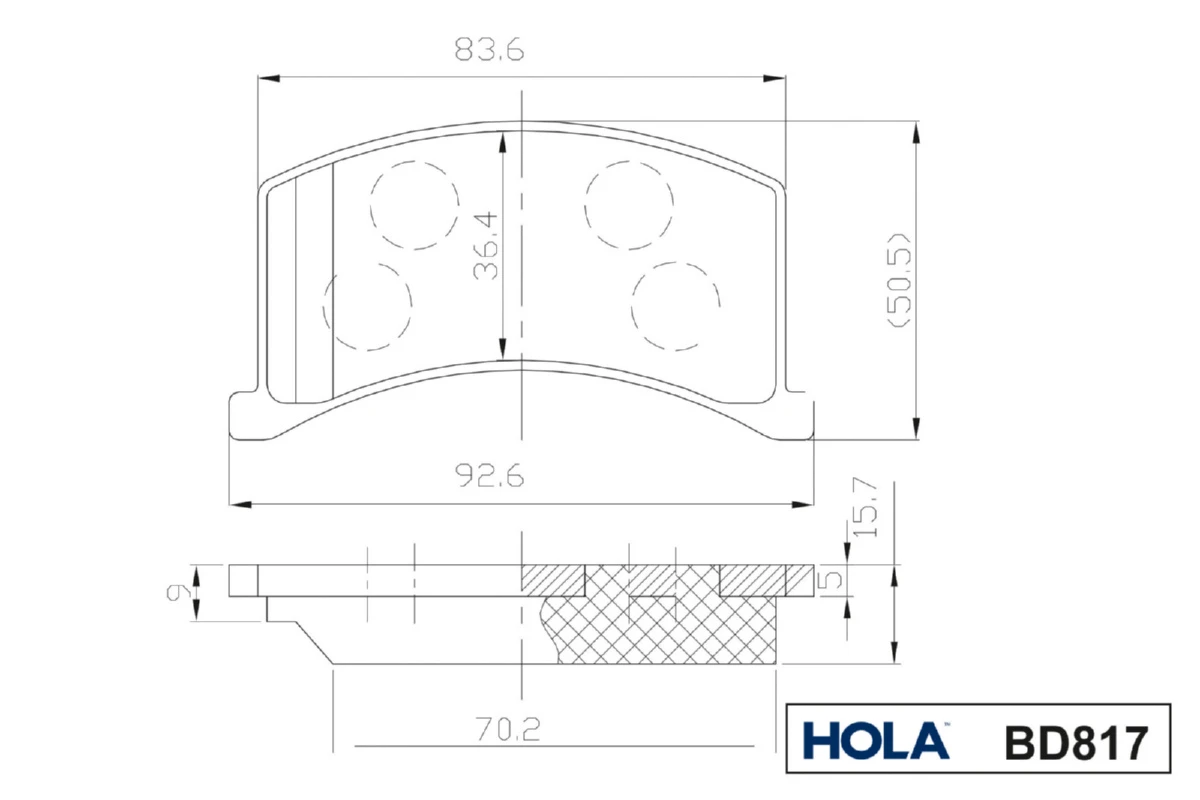 BD817 HOLA Комплект тормозных колодок, дисковый тормоз (фото 4)