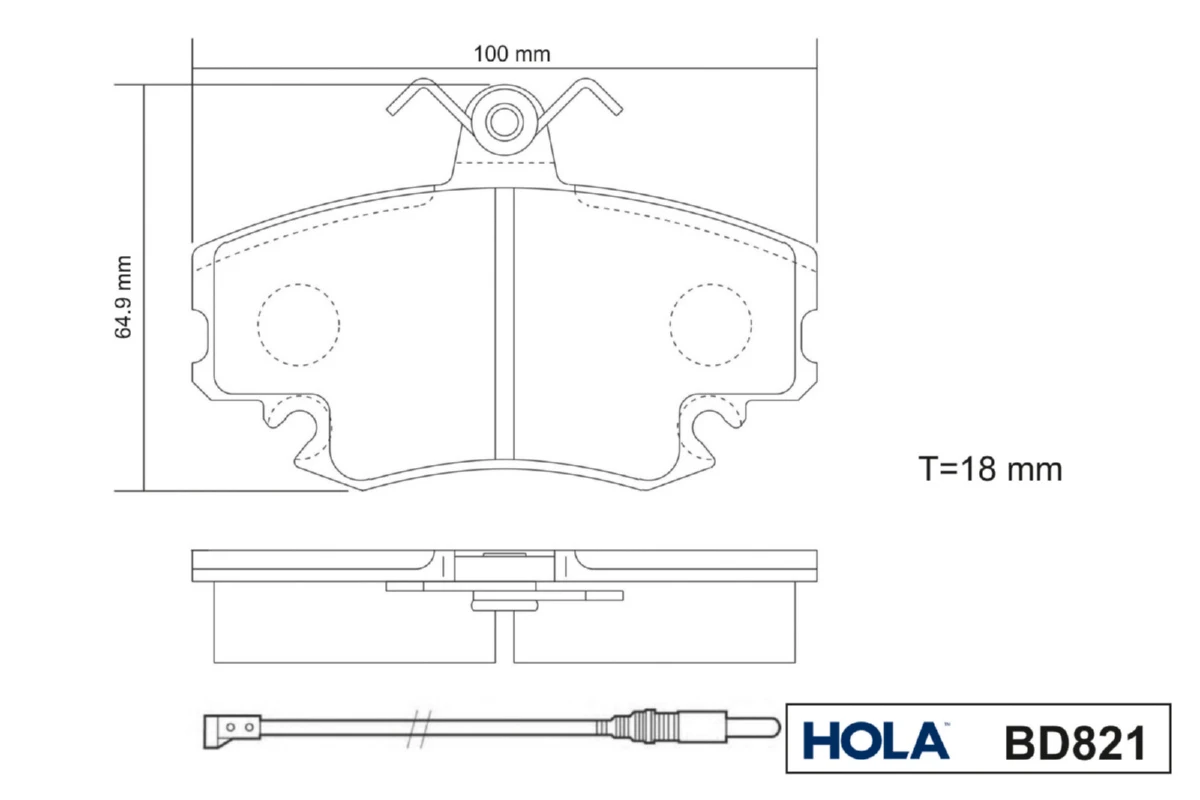 BD821 HOLA Комплект тормозных колодок, дисковый тормоз (фото 5)