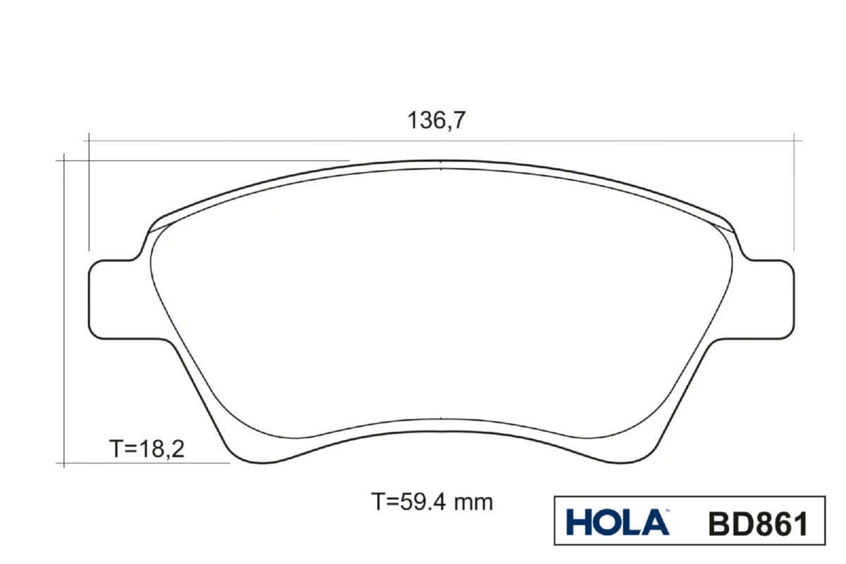 BD861 HOLA Комплект тормозных колодок, дисковый тормоз (фото 4)