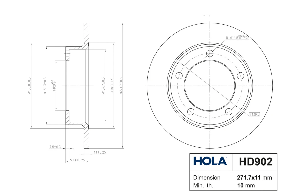 HD902 HOLA Тормозной диск (фото 5)