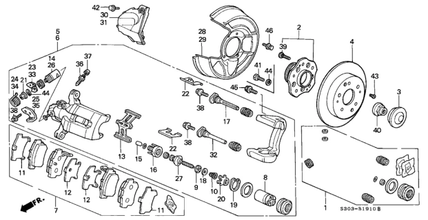 01473SV4000 HONDA Ремкомплект суппорта тормозного заднего (фото 5)