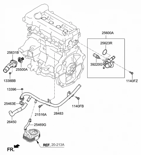 256312E500 HYUNDAI/KIA/MOBIS Фитинг системы охлаждения из черных металлов для л (фото 5)