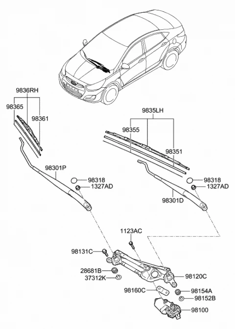 983611R000 HYUNDAI/KIA/MOBIS Резинка щетки стеклоочистителя hyundai, kia (фото 3)