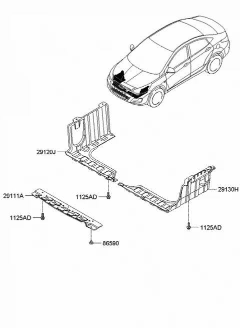 29110-1R000 HYUNDAI/KIA/MOBIS Защита двигателя solaris (фото 6)