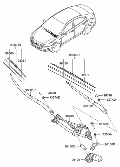 983602S000 HYUNDAI/KIA/MOBIS ЩЕТКА СТ/ОЧИСТ. HYUNDAI-KIA 983602S000 (фото 3)