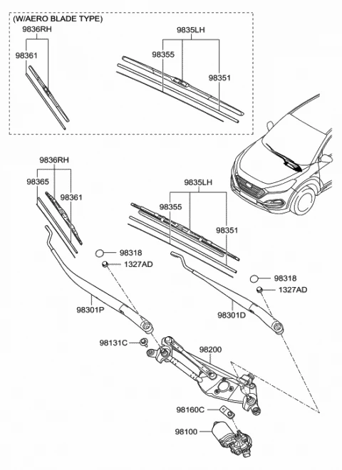 983501R050 HYUNDAI/KIA/MOBIS Щетка стеклоочистителя каркасная 550/22'' мм/" 550/22'' мм/" 1 шт (фото 3)