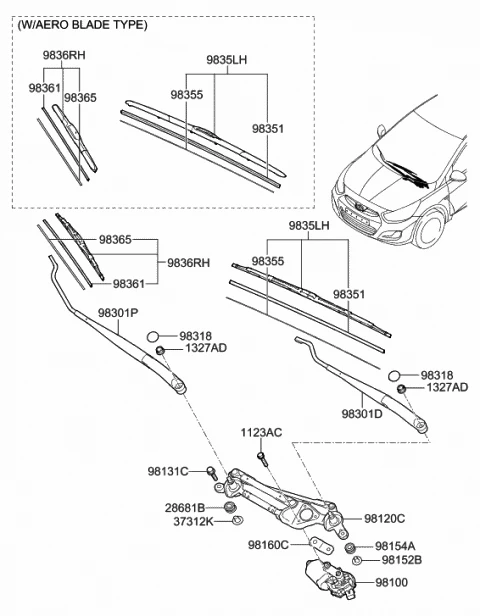 983611R100 HYUNDAI/KIA/MOBIS Резинка стеклоочистителя 400 мм hyundai, kia (фото 6)