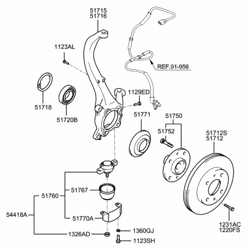 51760-38000 HYUNDAI/KIA/MOBIS Шаровая опора передняя нижняя sonata ef / xg, magentis, optima, grandeur. оригинал (фото 2)