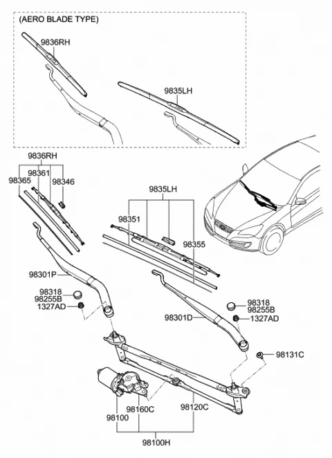 983512B000 HYUNDAI/KIA/MOBIS Накладка щетки стеклоочистителя (фото 2)