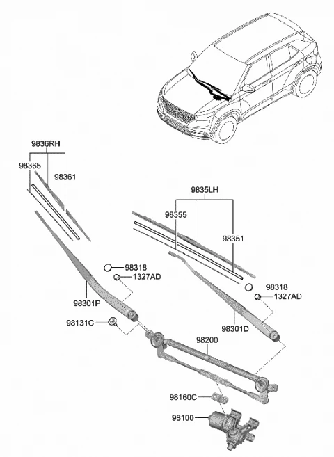 98350-H5000 HYUNDAI/KIA/MOBIS Щетка стеклоочистителя гибридная hyundai (фото 2)