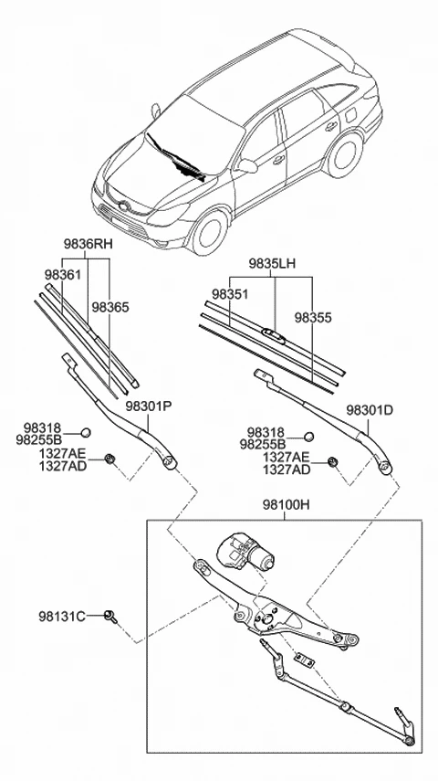 98350-3J003 HYUNDAI/KIA/MOBIS Щетка стеклоочистителя hyundai (фото 4)