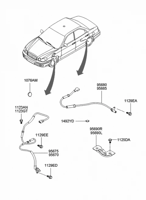 95670-38000 HYUNDAI/KIA/MOBIS Датчик абс, передний, левый hyundai/kia (фото 4)