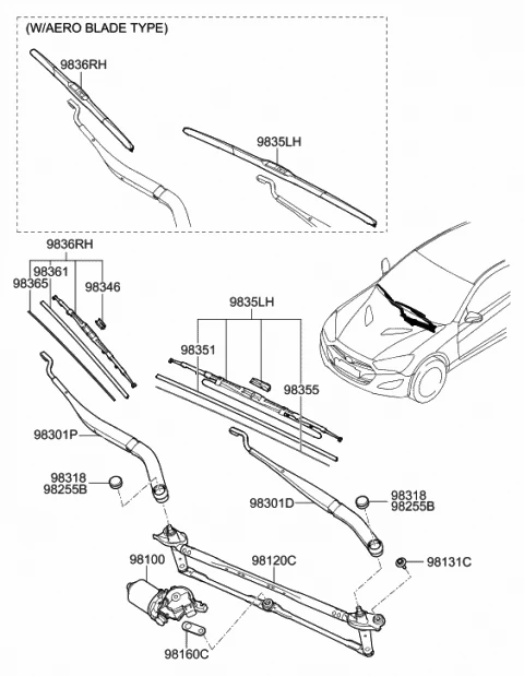 983602M050 HYUNDAI/KIA/MOBIS Щетка стеклоочистителя hyundai (фото 2)