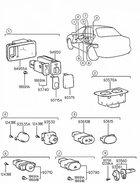 9357022000 HYUNDAI/KIA/MOBIS Кнопочные переключатели на напр.не более 60 в, для легковых автомобиле (10714040/150917/0031902/78 - (фото 3)