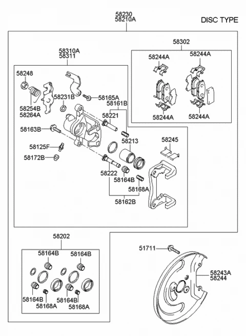 583022DA00 HYUNDAI/KIA/MOBIS Колодки тормозные, задние, дисковые (фото 2)