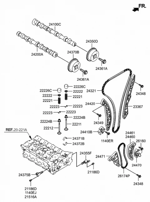 2432125000 HYUNDAI/KIA/MOBIS Цепь вала балансировочного неразъемная однорядная ix35 10> (фото 6)