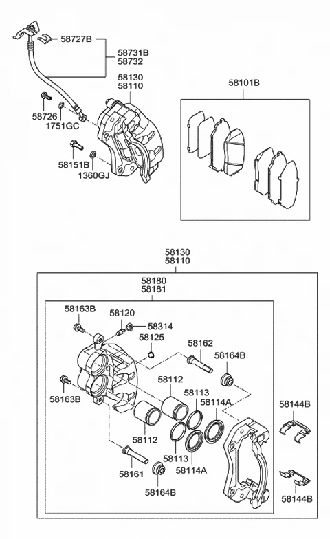 581013JA01 HYUNDAI/KIA/MOBIS Колодки тормозные, передние x кат.№ 581013ja01 (фото 2)