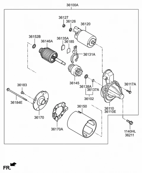 361002B102 HYUNDAI/KIA/MOBIS Стартер elantra (12-),i40 (12-) kia rio (12-),cerato (12-) (1.4/1.6) oe (фото 2)