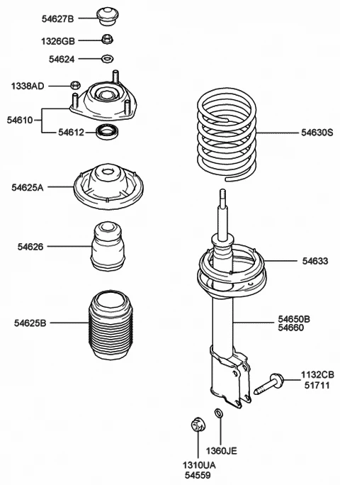 5466025100 HYUNDAI/KIA/MOBIS Амортизатор accent 1.6л, максимально разрешенная масса 1555кг, ход с (фото 1)