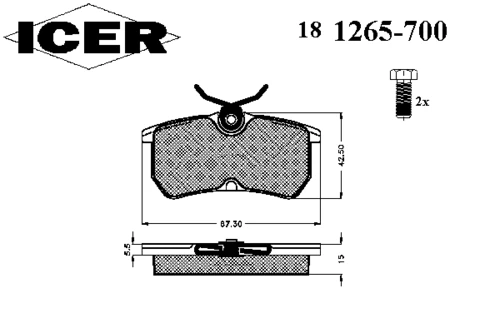 181265-700 ICER Комплект тормозных колодок, дисковый тормоз (фото 2)