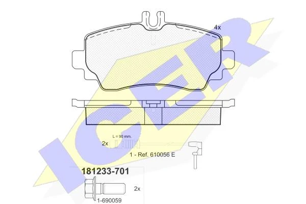181233-701 ICER Комплект тормозных колодок, дисковый тормоз (фото 3)