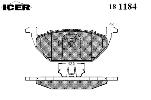 181184 ICER Комплект тормозных колодок, дисковый тормоз (фото 2)