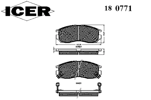 180771 ICER Комплект тормозных колодок, дисковый тормоз (фото 2)