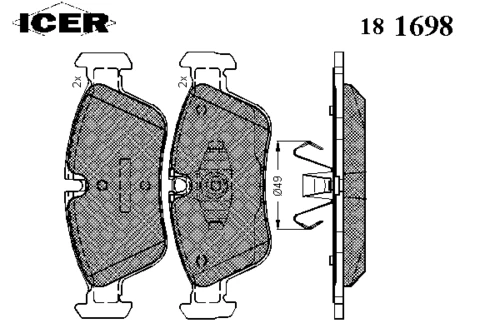 181698 ICER Комплект тормозных колодок, дисковый тормоз (фото 2)