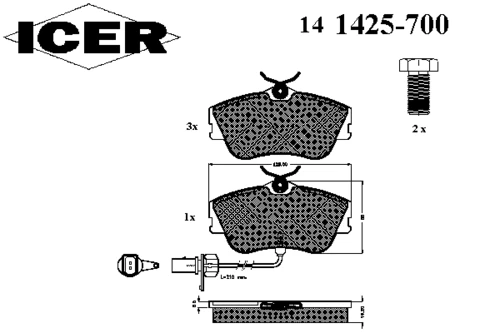 141425-700 ICER Комплект тормозных колодок, дисковый тормоз (фото 2)