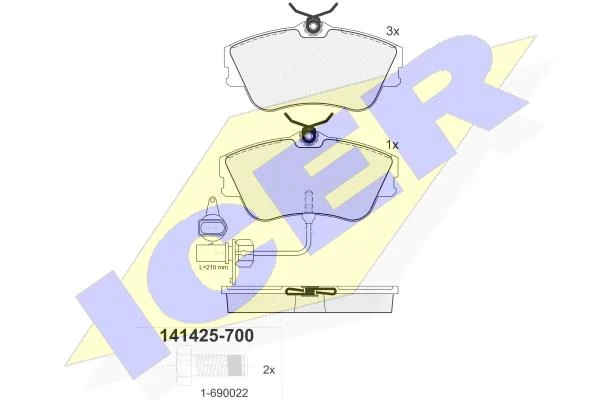 141425-700 ICER Комплект тормозных колодок, дисковый тормоз (фото 3)