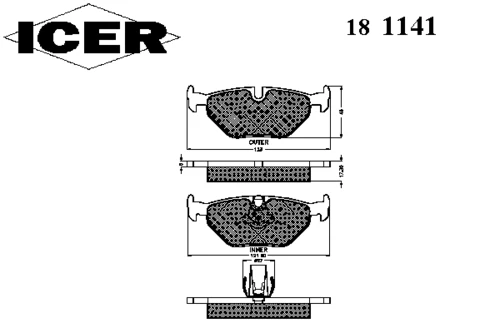 181141 ICER Комплект тормозных колодок, дисковый тормоз (фото 2)