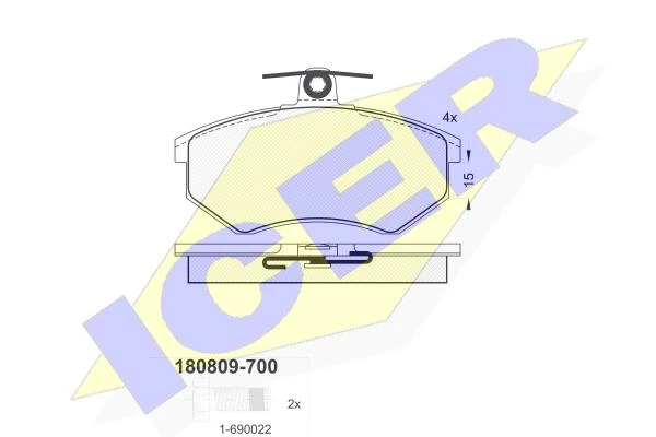 180809-700 ICER Комплект тормозных колодок, дисковый тормоз (фото 3)