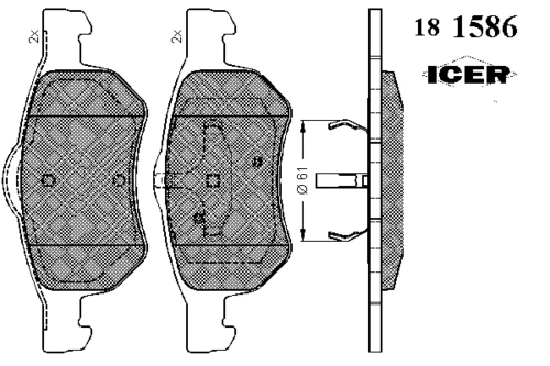 181586 ICER Комплект тормозных колодок, дисковый тормоз (фото 1)