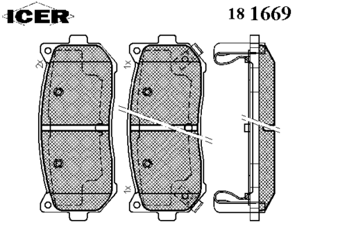 181669 ICER Комплект тормозных колодок, дисковый тормоз (фото 2)