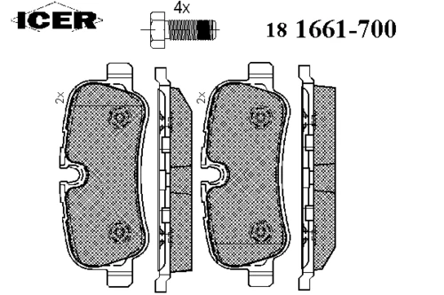 181661-700 ICER Комплект тормозных колодок, дисковый тормоз (фото 2)