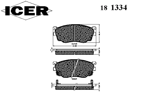 181334 ICER Комплект тормозных колодок, дисковый тормоз (фото 2)