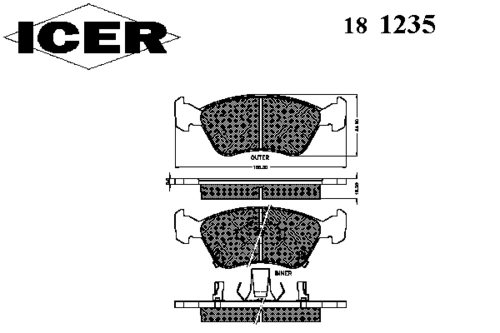 181235 ICER Комплект тормозных колодок, дисковый тормоз (фото 2)
