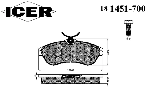 181451-700 ICER Комплект тормозных колодок, дисковый тормоз (фото 2)