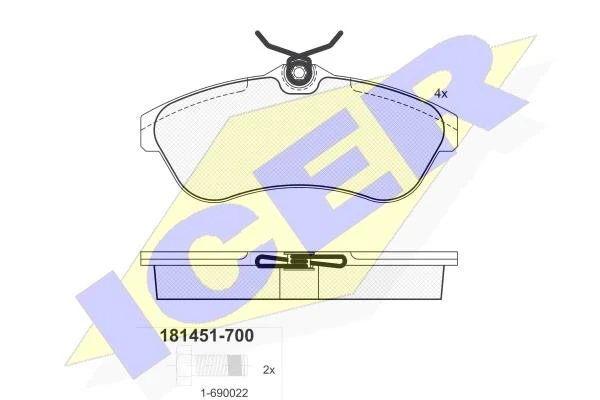 181451-700 ICER Комплект тормозных колодок, дисковый тормоз (фото 3)