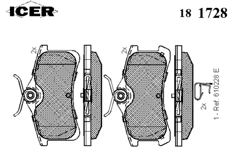 181728 ICER Комплект тормозных колодок, дисковый тормоз (фото 2)