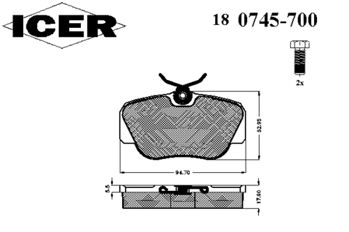 180745-700 ICER Комплект тормозных колодок, дисковый тормоз (фото 2)
